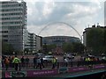 View down Olympic Way from Wembley Park Station