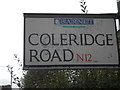 Street sign, Coleridge Road N12