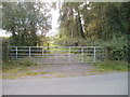 Two parallel gates at field entrance, Usk Road