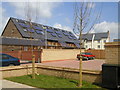 Solar panels on housing at Glebe Lane, Great Cambourne