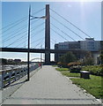 Riverside path approaches George Street Bridge, Newport