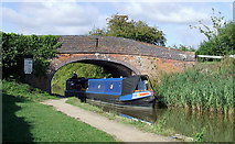 SO9058 : Narrowboat negotiating Tibberton Bridge, Worcestershire by Roger  D Kidd