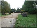 Car park and entrance to a woodland cemetery