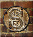 Cast iron sewer (?) depth indicator plaque, Baldock