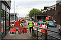 Single file traffic on Station Road