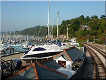 SX8851 : Kingswear, River Dart, yachts and railway lines by Tom Jolliffe