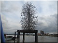 Unusual sculpture on the Thames near the O2