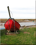 TF8444 : Red dinghy at Burnham Overy Staithe by Evelyn Simak