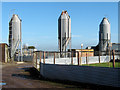 Feed hopper and bird rearing pens near Fiddington