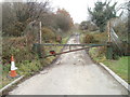 Lane blocked by metal barrier, Ringland, Newport