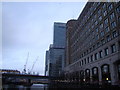 View of the HSBC Building from the footbridge across West India Quay