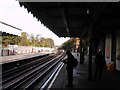 Looking north up the Central line tracks from Newbury Park station