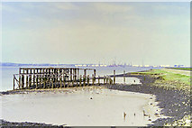 TQ7178 : Mysterious old jetty, Cliffe Marshes, 1998 by Robin Webster