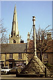 SP9668 : The market cross and spire of St. Mary's church by Robert Edwards