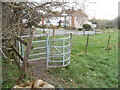 Kissing gate at the eastern edge of Llanwern Golf Course