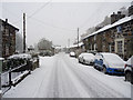 Gwynant Street Beddgelert on a snowy morning