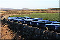 Hay bales next to road