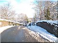 Pontydd Pontrhythallt bridges on a snowy day