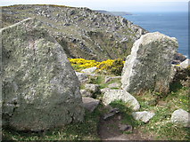 SW4137 : Rocks providing a portal on the coast path by Philip Halling