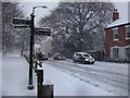 SP2871 : Snow falling on Abbey Hill by John Brightley