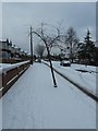 A snowy scene in Evelegh Road