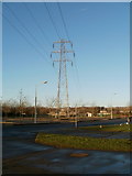 ST3386 : Electricity pylon, Newport Stadium car park by Jaggery