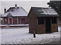 Village hall and bus stop at Oakhanger