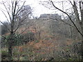 Halton Castle seen, far above, from Main St, Halton