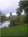 St Michael and All Angels, Marbury, with Marbury Mere in the foreground