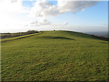 TQ1312 : Tumulus and shadow on path to Chanctonbury Hill by Dave Spicer