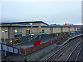 Rear view of Tesco in Accington