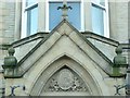 The tympanum of the Church Street entrance to Barclays Bank, Elland