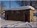 NY7843 : Snow capped public convenience by Roger Morris