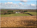 Field of stubble at Tregideon Farm