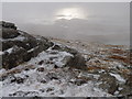 NG2298 : Moorland near the top of Uiseabhal during a light snow shower by Mike Dunn