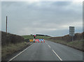 Roadworks on A489 at entrance to Little Meadow