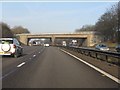 SJ9219 : M6 Motorway - minor road overbridge near Moss Pit by Peter Whatley