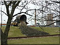 A mockup of a ladle at the Scunthorpe steelworks