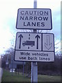 Narrow lanes sign, A320 Ottershaw