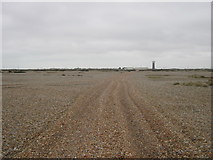 TR0720 : Footpath and track towards Dungeness Road by David Anstiss