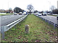 Milestone in the central reservation of the A40 at the approach to the Thornhill P&R