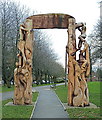 Carved wooden archway at Oldbury Court, Bristol