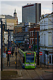 TQ3165 : Tram at Reeves Corner, Croydon by Peter Trimming