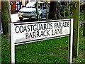 Coastguards Parade, Barrack Lane - road name sign