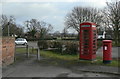 Telephone box and pillar box at Langar