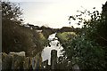 The view upstream from a bridge which carries a track over Knowl Water to the sewage treatment works