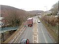 A467 north of a footbridge, Cwmcarn