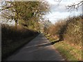 A narrow country road just west of Hessett