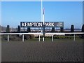 The winning post at Kempton Park racecourse