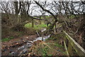 Looking upstream on Knowl Water from a track leading to Lower Metcombe Farm